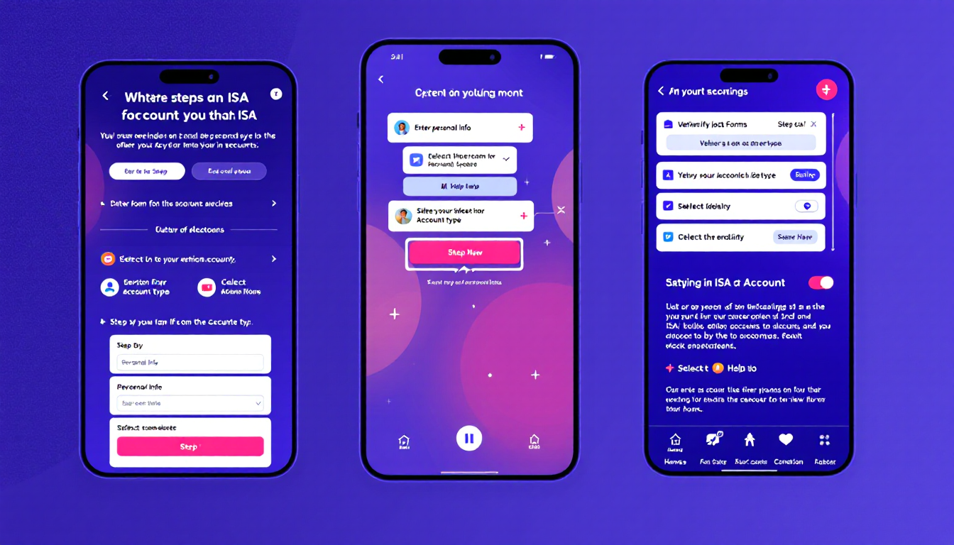 증권사 앱에서 ISA 계좌 개설 과정을 단계별로 보여주는 스마트폰 화면