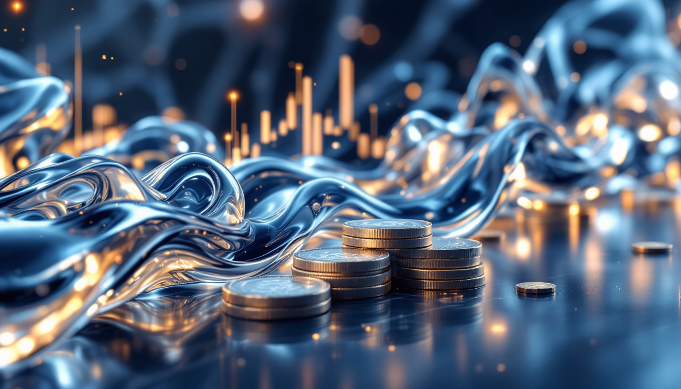 금융시장 유동성 개념을 나타내는 현금으로 부드럽게 전환되는 유동적인 추상적 형태의 고화질 실사 이미지