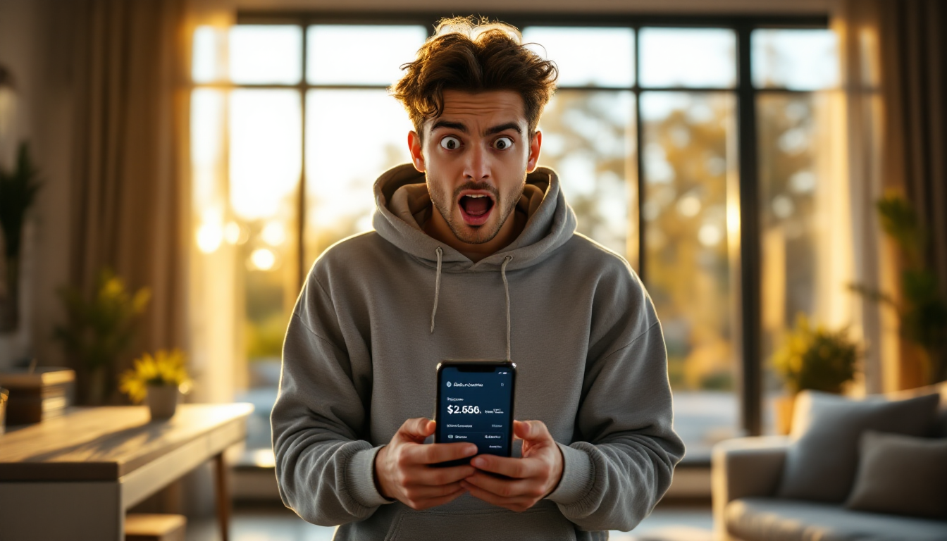 첫 월급을 받고 기쁨과 불안감을 느끼는 사회초년생의 모습