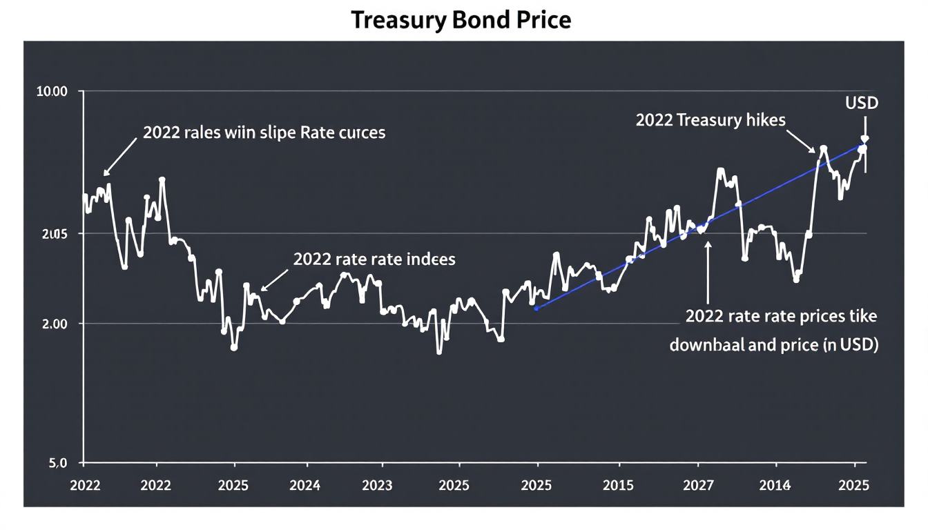 2022년부터 2025년까지 금리 변동에 따른 국채 가격 변화를 나타낸 그래프 이미지
