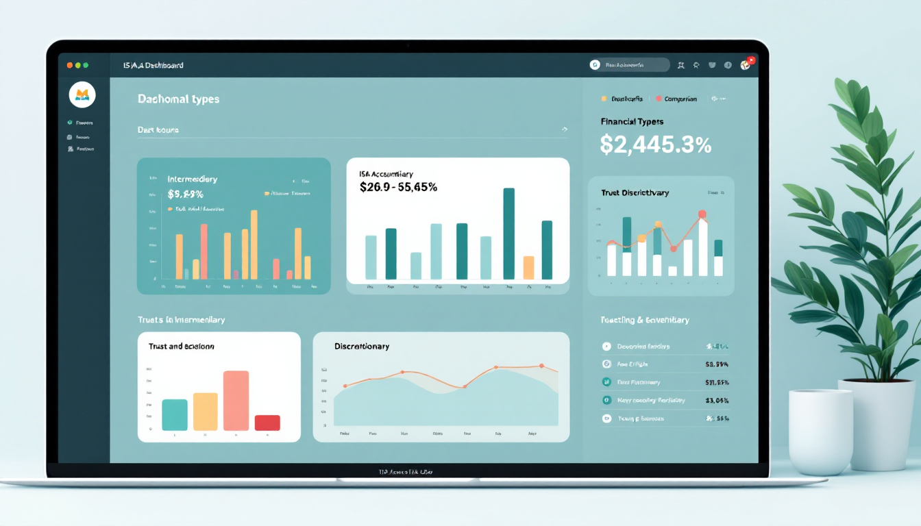 중개형, 신탁형, 일임형 ISA 유형별 특징과 차이를 보여주는 금융 대시보드 스타일 이미지