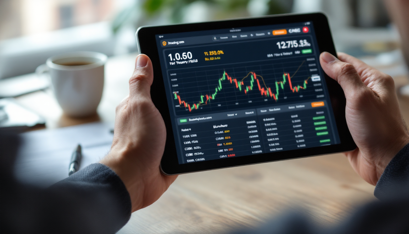 실시간 미국 10년물 국채 금리 정보를 제공하는 주요 금융 플랫폼을 활용하는 투자자의 모습