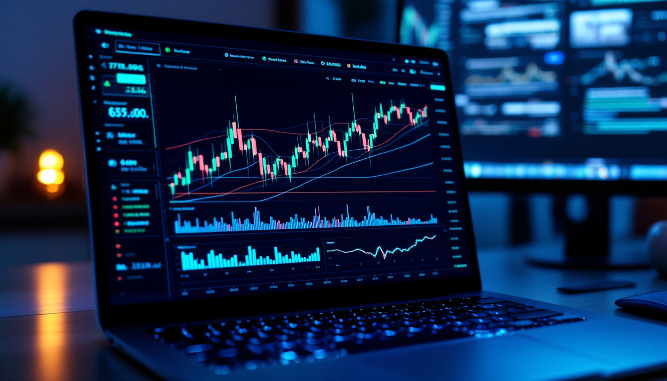 투자자를 위한 거래량, 매수-매도 호가 스프레드, 시장 깊이 지표가 표시된 주식 거래 플랫폼 화면