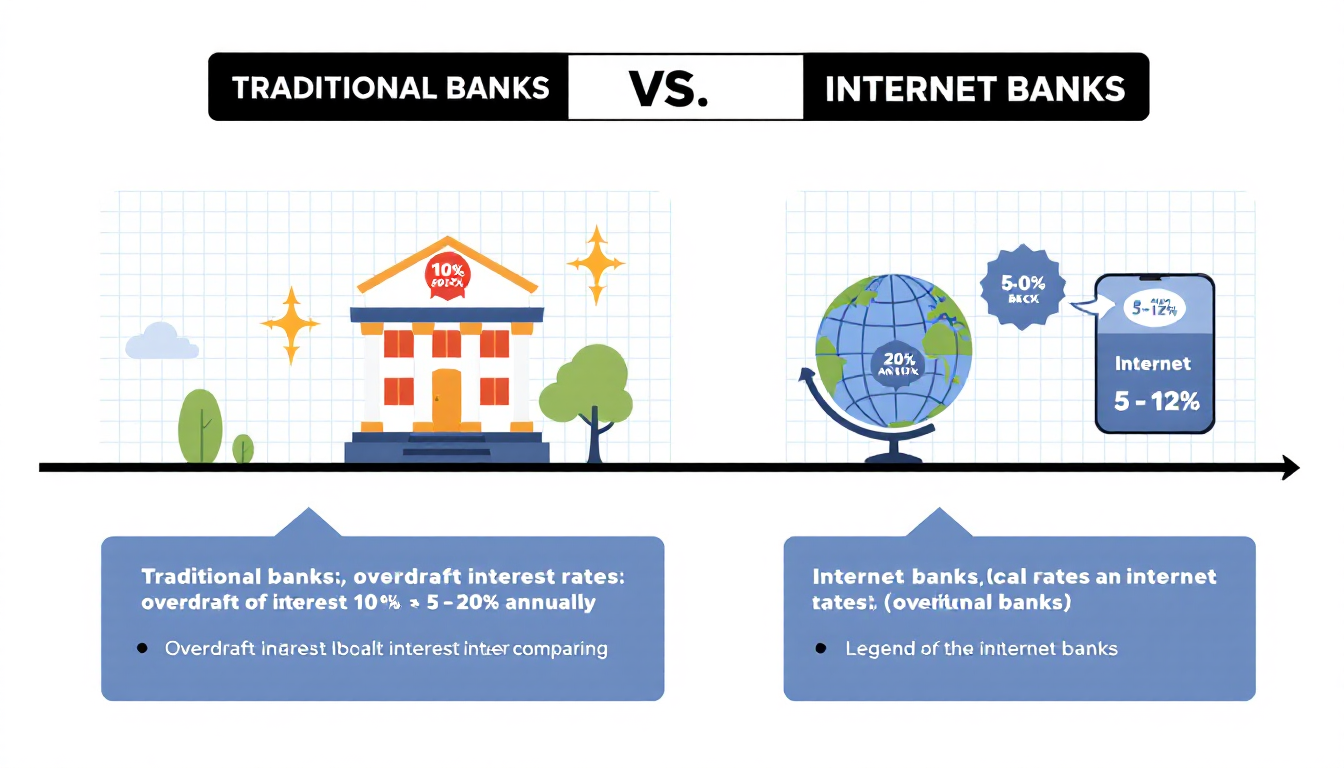 시중은행과 인터넷은행의 마이너스 통장 금리 비교 그래픽